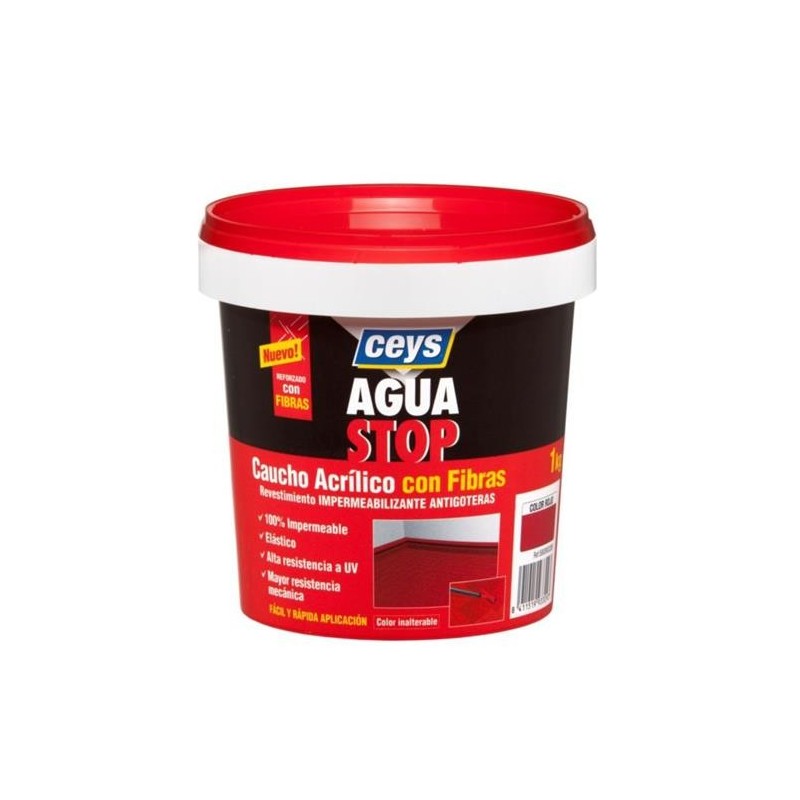 AQUASTOP CAUCHO ACRILICO CON FILTROS 1 KG.ROJO