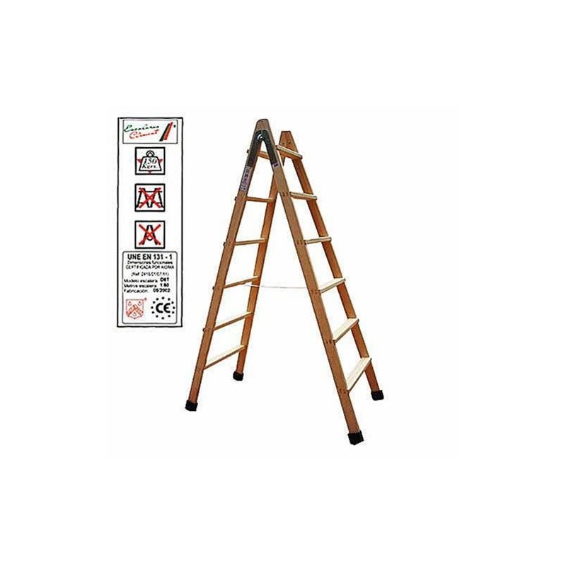 ESCALERA MADERA DOBLE 4-PELDAÑOS CON TACO D4T