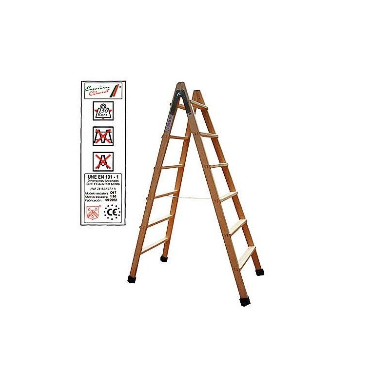 ESCALERA MADERA DOBLE 5-PELDAÑOS CON TACO D5T