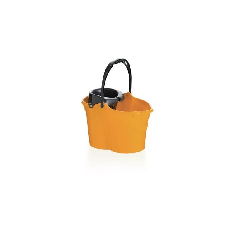 CUBO CON ESCURRIDOR OVALADO 15 L. NARANJA 09050