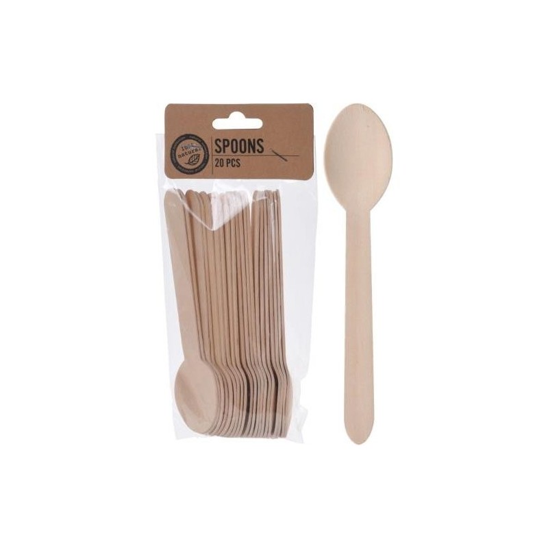 SET 20 CUCHARAS MADERA 16CM