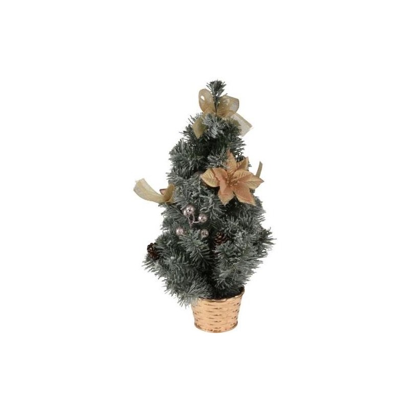 ARBOL NAVIDAD CON MACETA NIEVE LAZOS FLORES 60CM