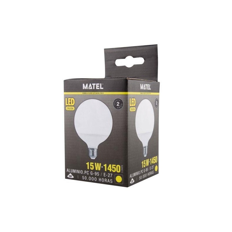 BOMBILLA LED GLOBO G95 E27 15 WATIOS CALIDA 21942