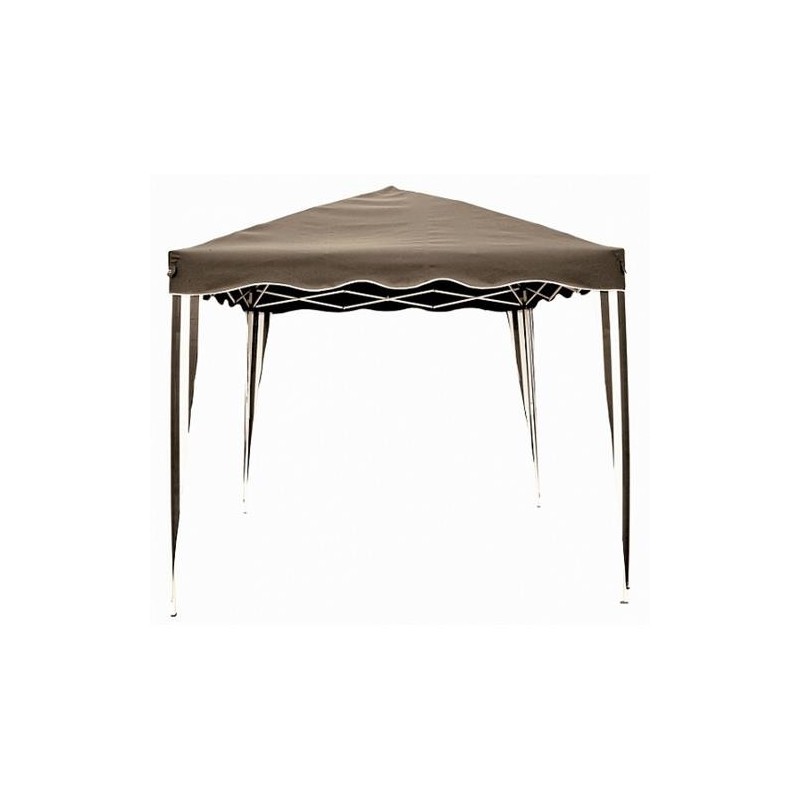 GAZEBO PLEGABLE 3X3M - ACERO BLANCO Y LONA TAUPE