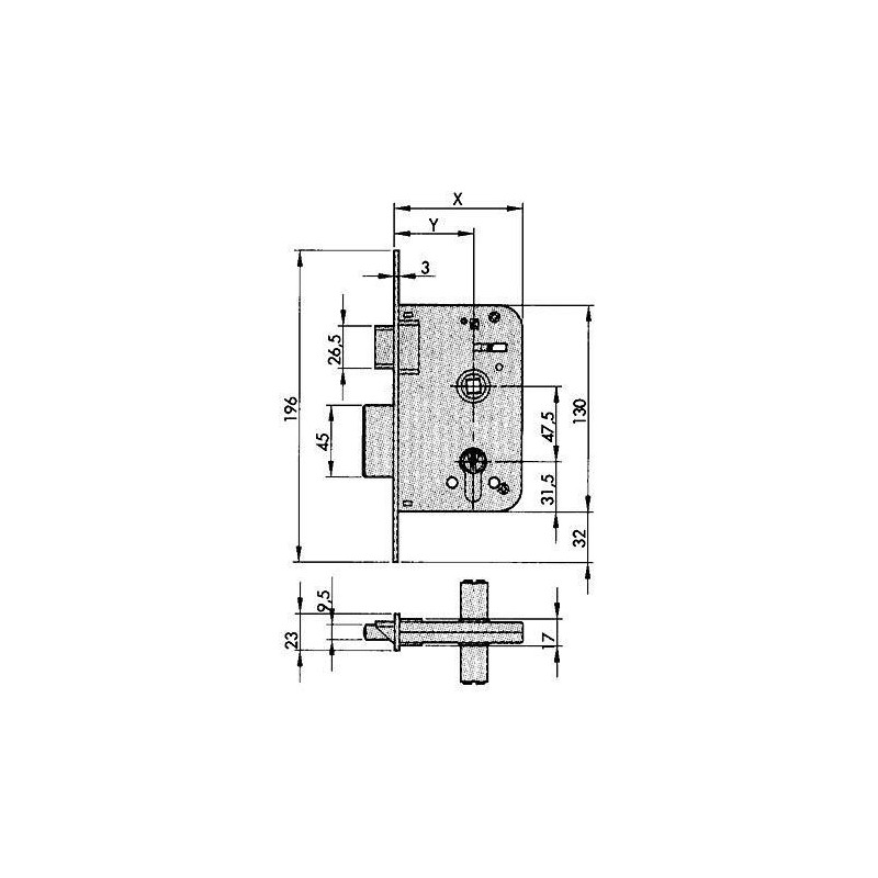 CERRADURA EMBUTIR 600-70X40 HL