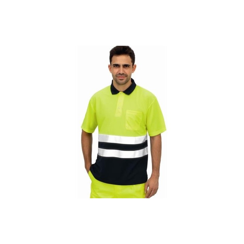 POLO ALTA VISIBILIDAD BICOLOR MANGA CORTA AZUL XL