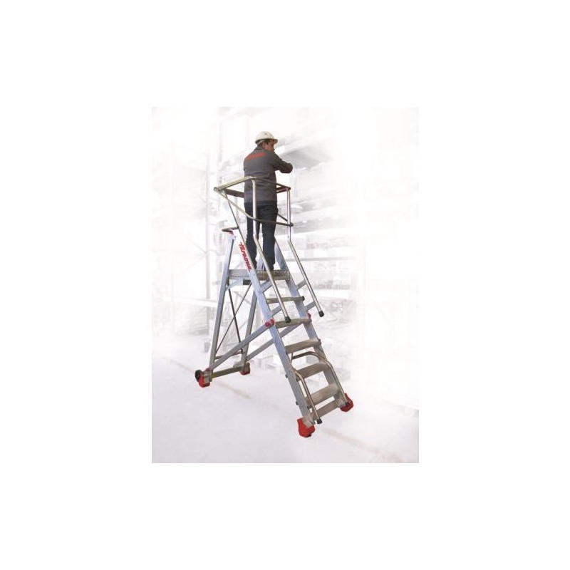 ESCALERA CON PLATAFORMA Y RUEDAS 98 CM. 100/SMT