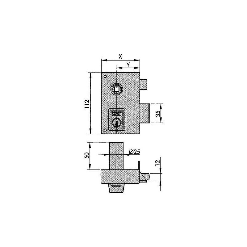 CERRADURA SOBREPONER 56-B PINTADA 60 DCHA. PERFIL