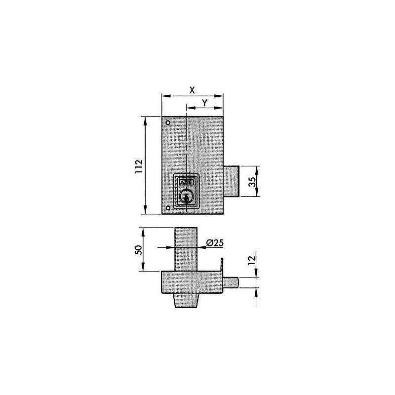 CERRADURA SOBREPONER 56-C PINTADA 60 DCHA. PERFIL