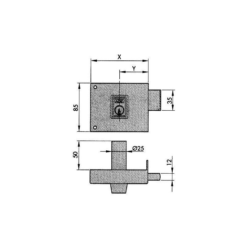 CERRADURA SOBREPONER 124-A PINTADA 80 DCHA. PERFIL