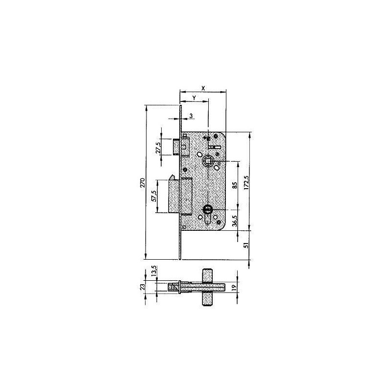 CERRADURA SEGURIDAD 8910/80 YL-6 5LLAVES M-3