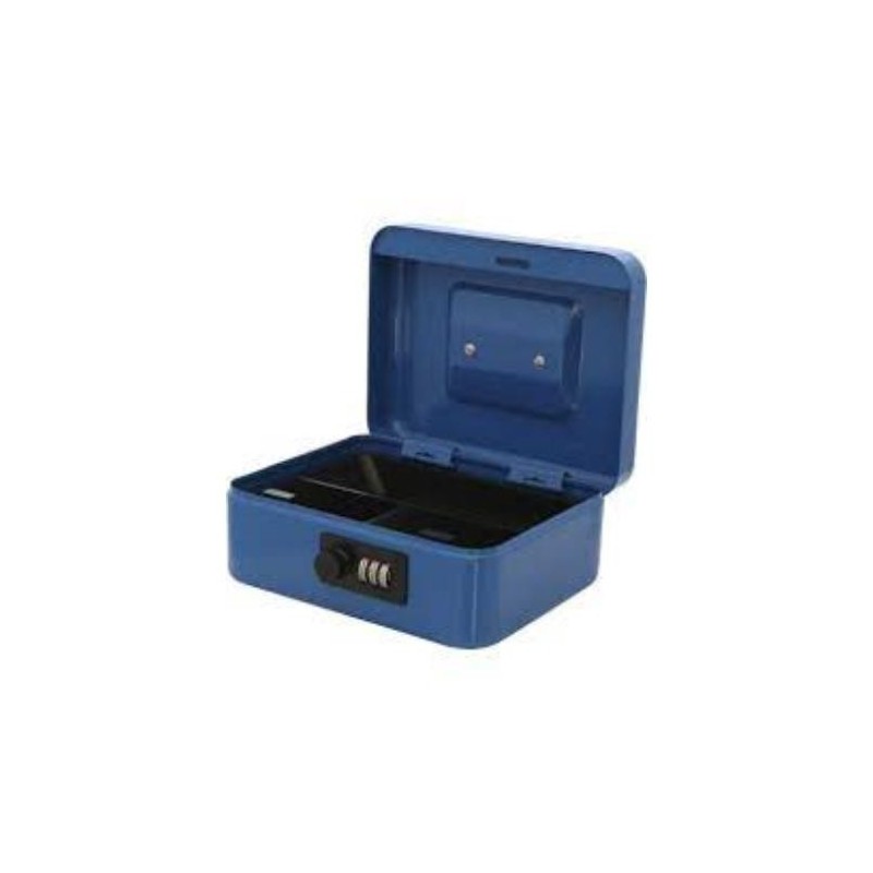 CAJA CAUDALES COMBINACION AZUL 25X18X9 CENTIMETROS