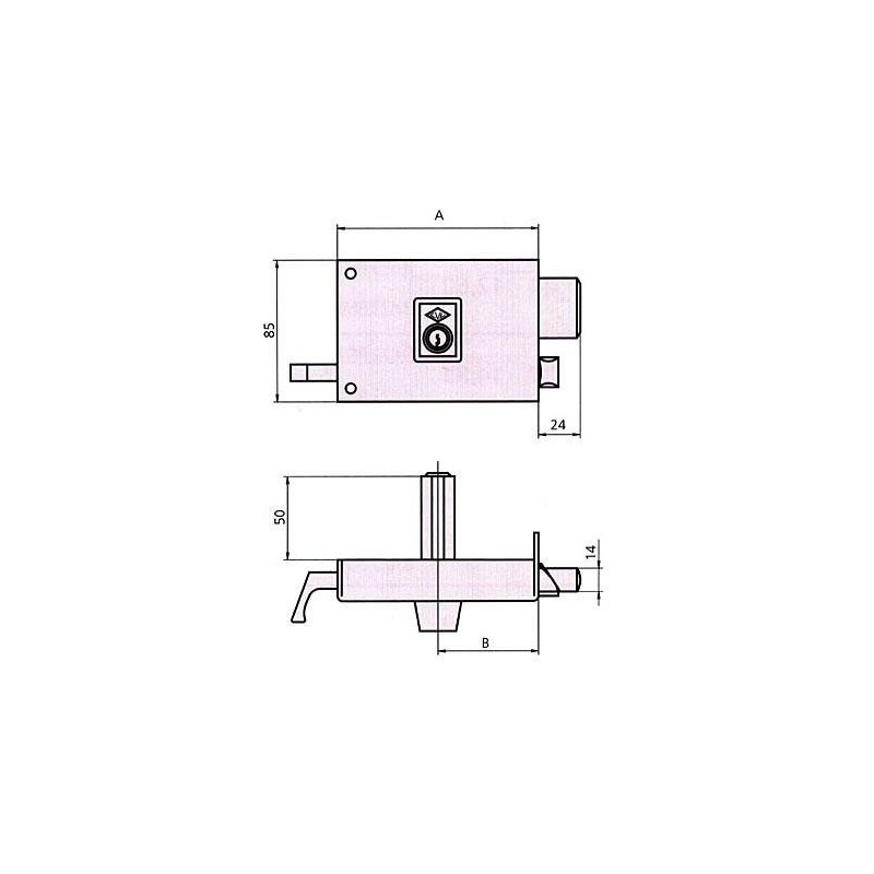 CERRADURA SOBREPONER 125A 12 IZDA. HE PF. CVL