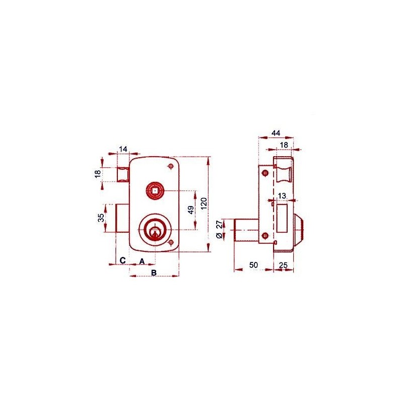 CERRADURA SOBREPONER 5056B/60 HE IZDA. LINCE