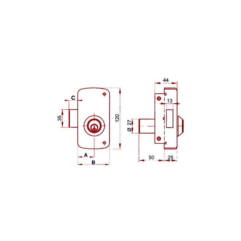 CERRADURA SOBREPONER 5056C/60 HE DCHA. LINCE