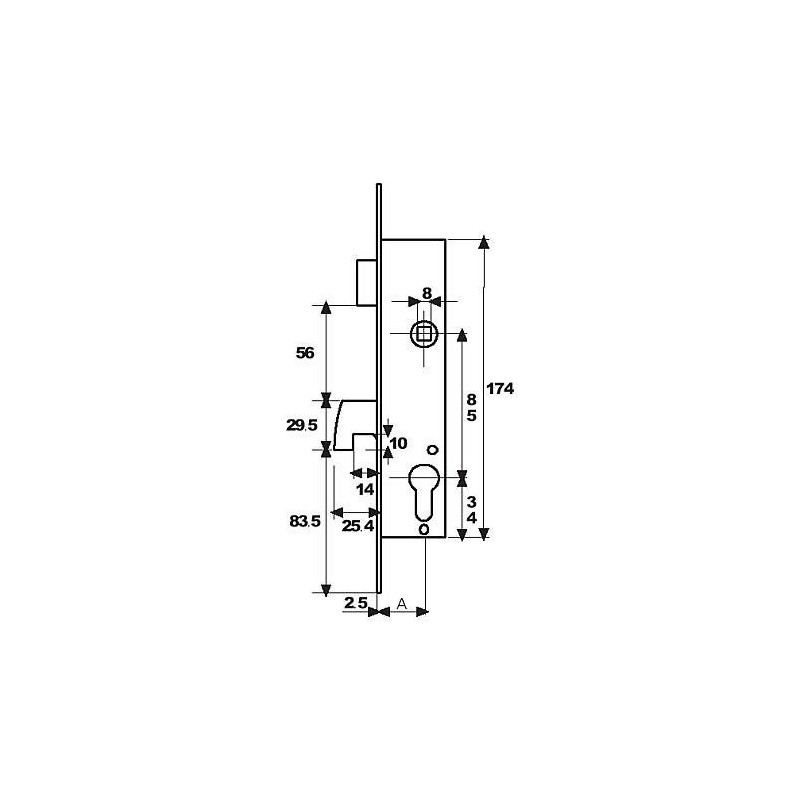 CERRADURA PUERTA METALICA 2240/25/3AI TESA