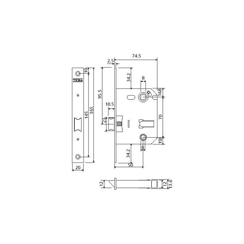 PICAPORTE UNIFICADO 134U/50 ACERO ESMALTADO