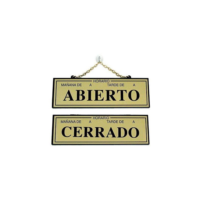 PLACA ABIERTO-CERRADO CON HORARIOLATONADO 109