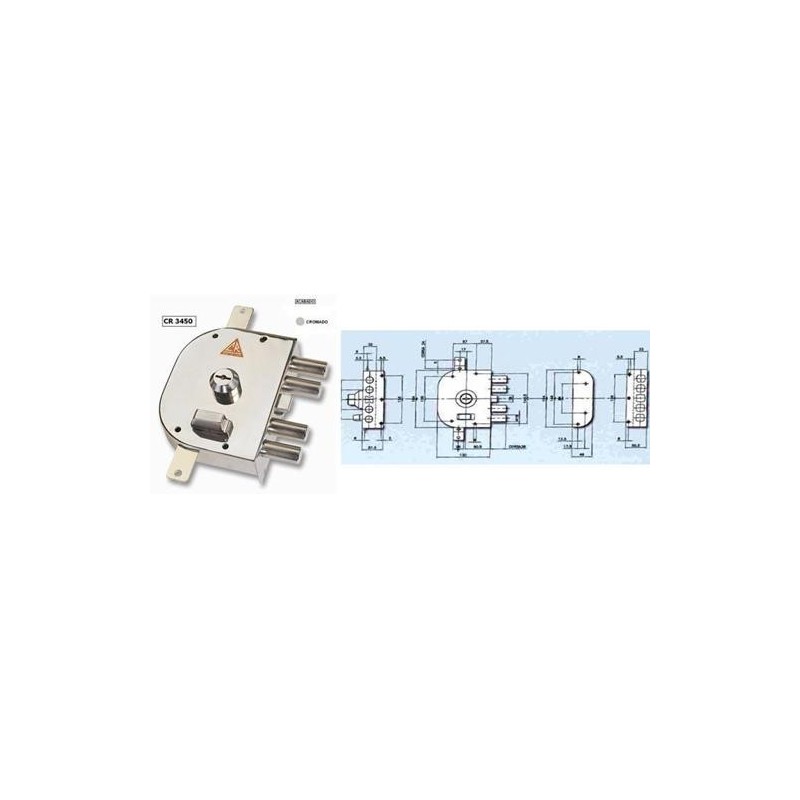 CERRADURA CR-3450 DCHA. CROMO + BARRAS CODIVEN