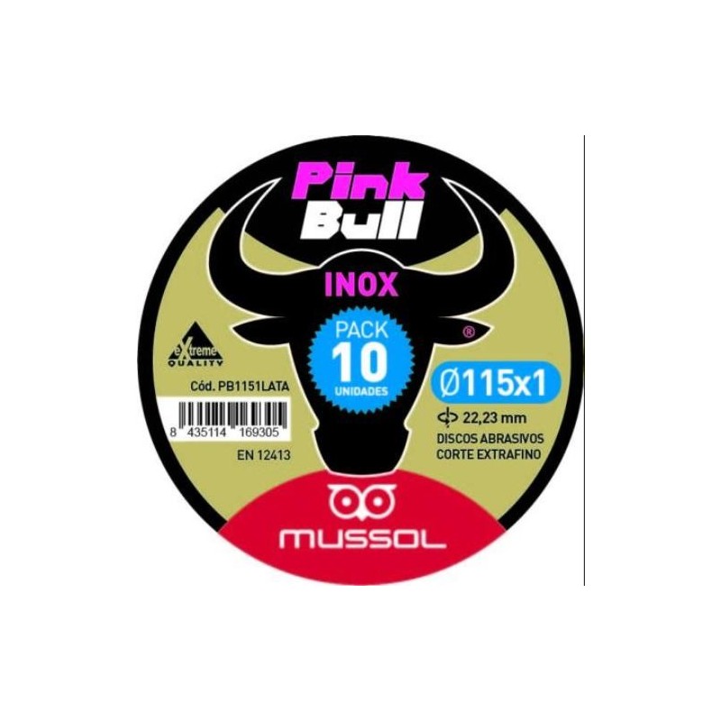 DISCO CORTE EXTRAF.INOX.PINK BULL 115 MM.(PACK-10)