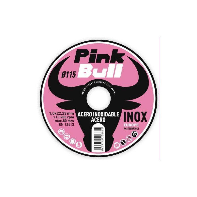 DISCO CORTE EXTRAF. INOX. PINK BULL 115 MM. PB1151