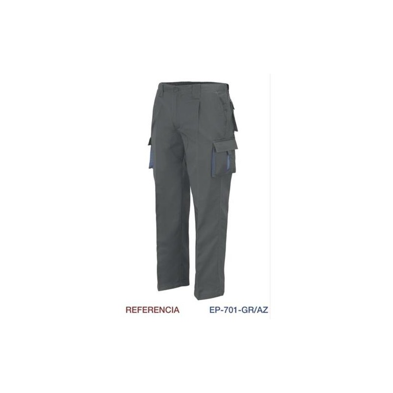 PANTALON MULTIBOLSILLOS C/REFUERZO GRIS L9000 T-38