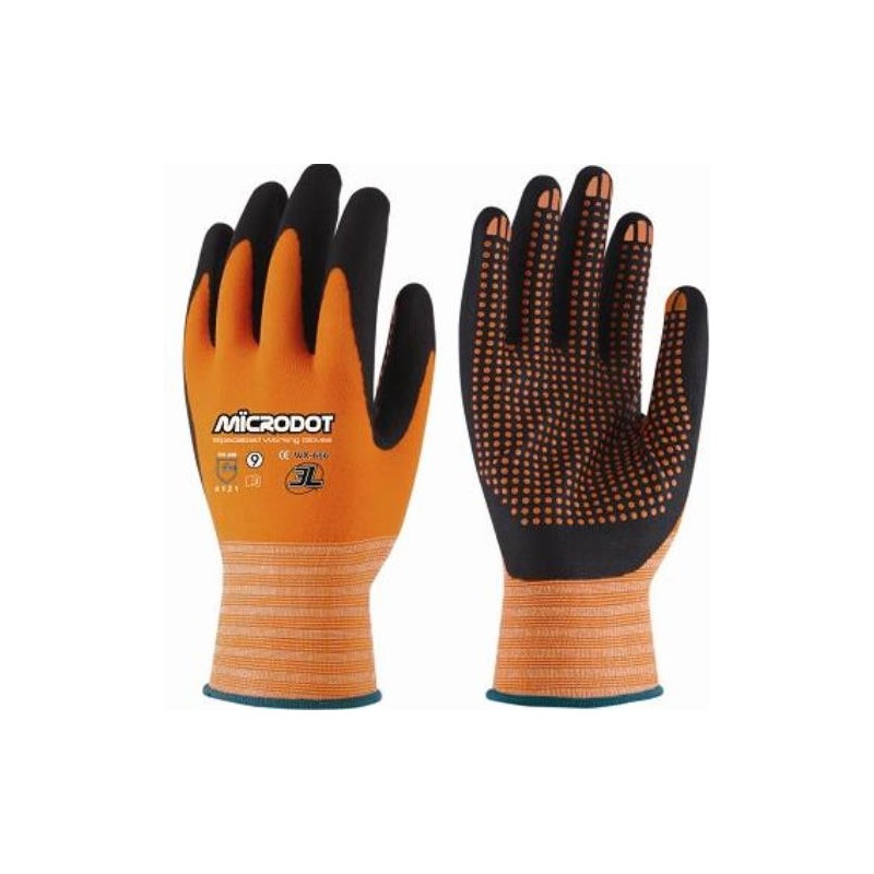 GUANTE NYLON NARANJA MICRODOT T-10 WX-666 T10