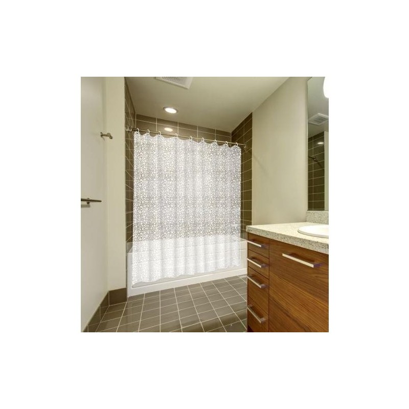 CORTINA BAÑO CALDEA PVC 180X200 TRANS.C/ANILLAS