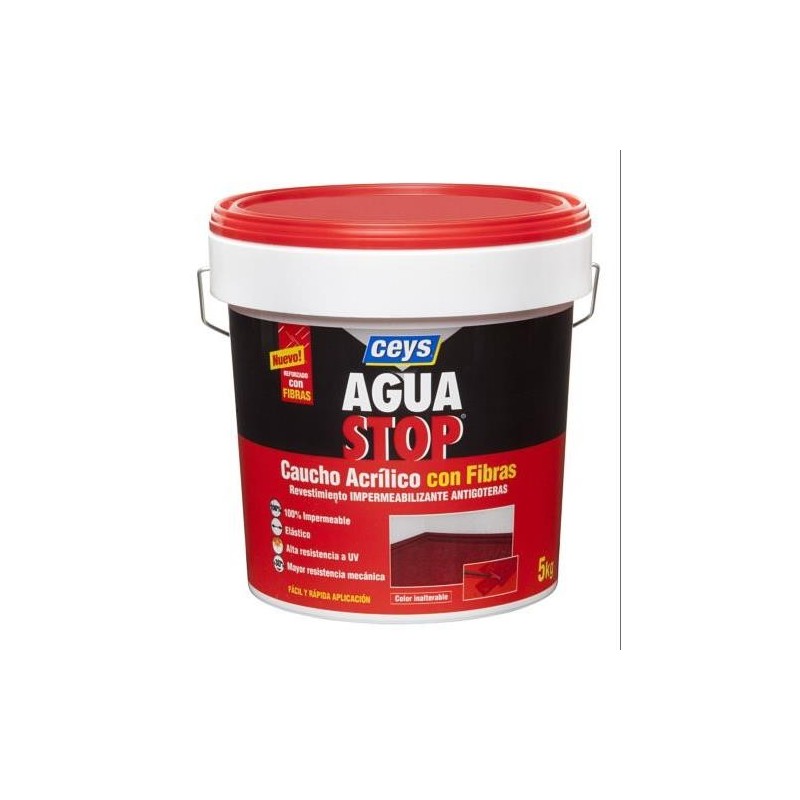 AQUASTOP CAUCHO ACRILICO CON FILTROS 5 KG.ROJO