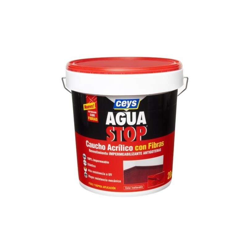 AQUASTOP CAUCHO ACRILICO CON FILTROS 20 KG.ROJO