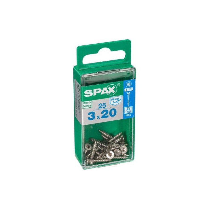 TORNILLO SPAX C/PL TORX INOX. 3.0X20 C/25 UDS