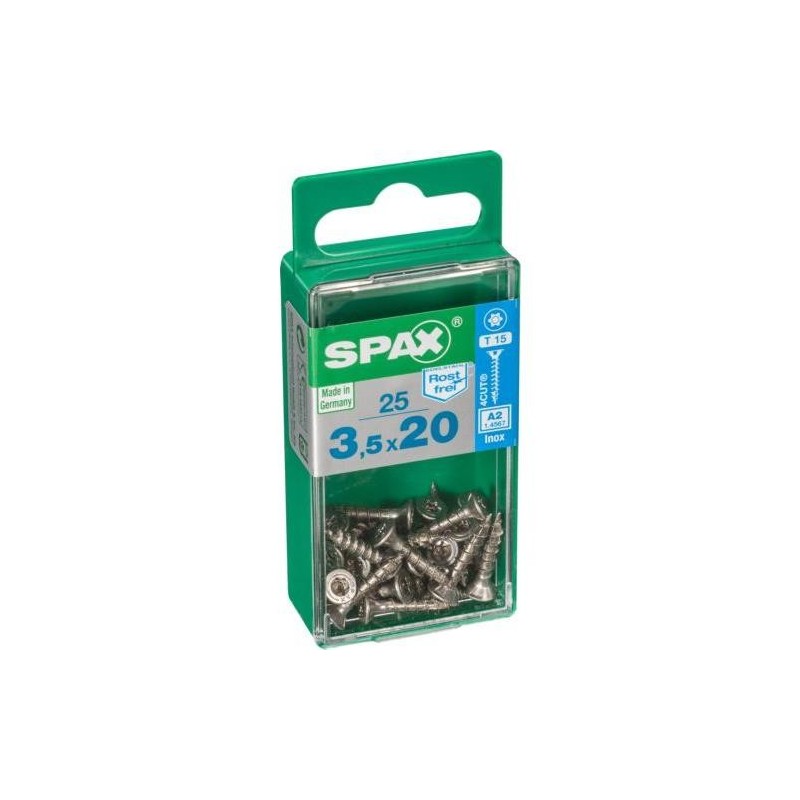 TORNILLO SPAX C/PL TORX INOX. 3.5X20 C/25 UDS