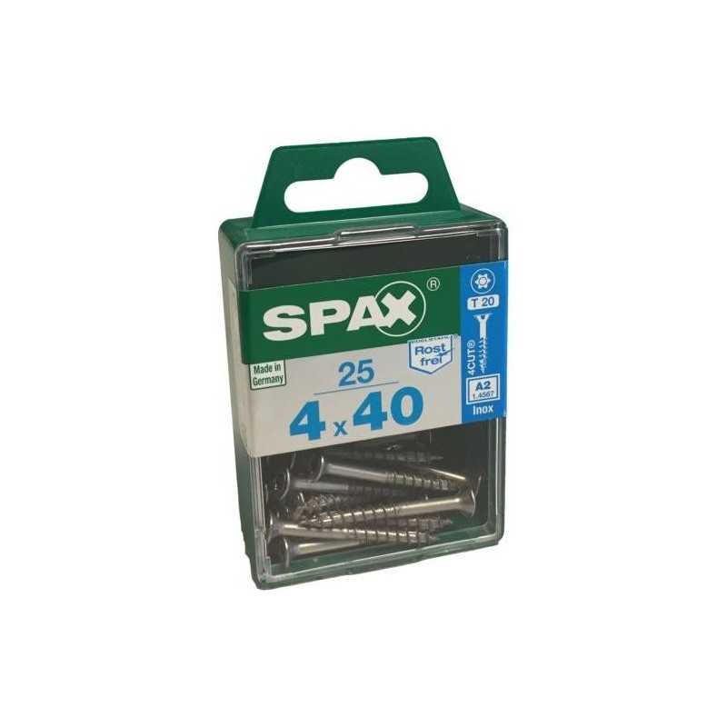 TORNILLO SPAX C/PL TORX INOX. 4.0X40 C/25 UDS