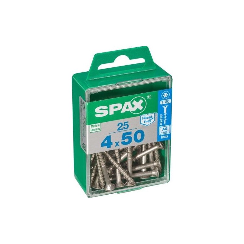 TORNILLO SPAX C/PL TORX INOX. 4.0X50 C/25 UDS