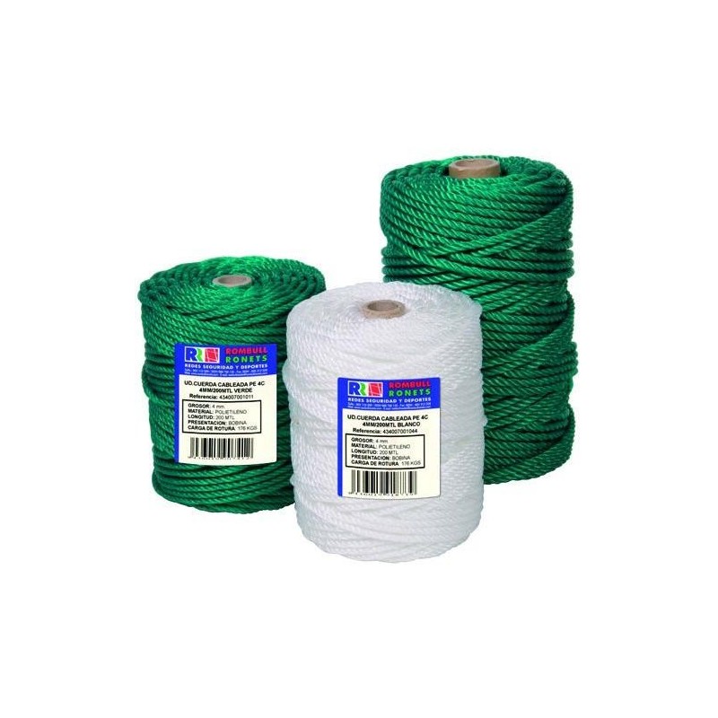 CUERDA CABLEADA PO. 4 CABOS 5 MM. VERDE 200 M.