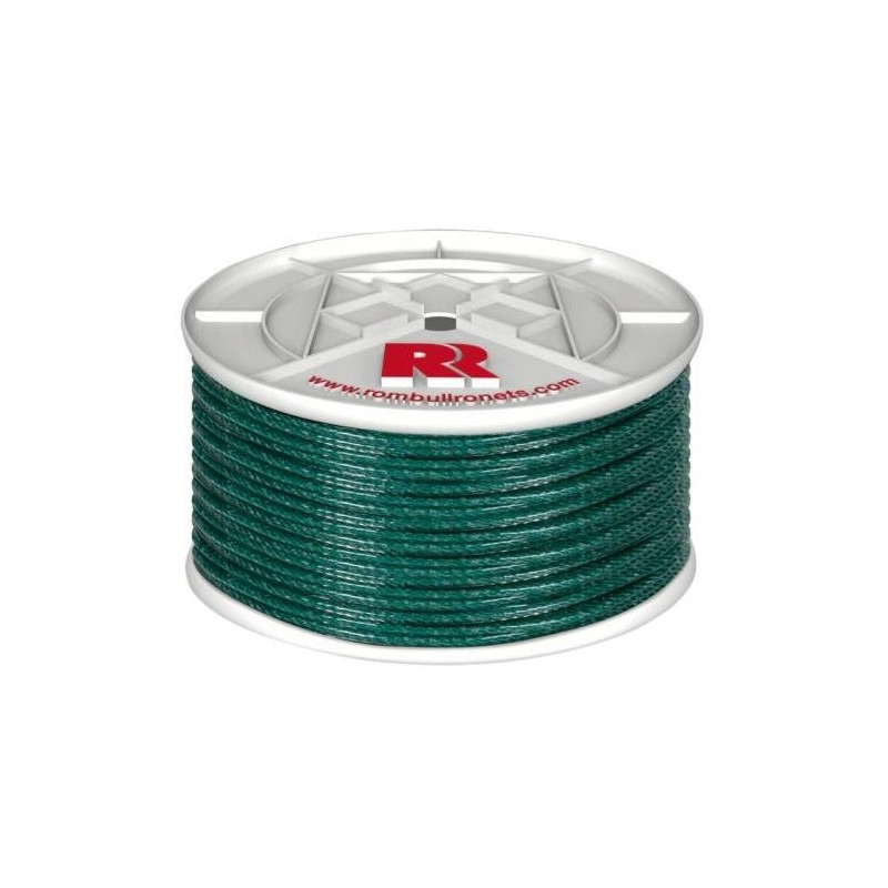 CUERDA CABLE PLASTICO PE. 4 CABOS 5 MM.VERDE 100M.