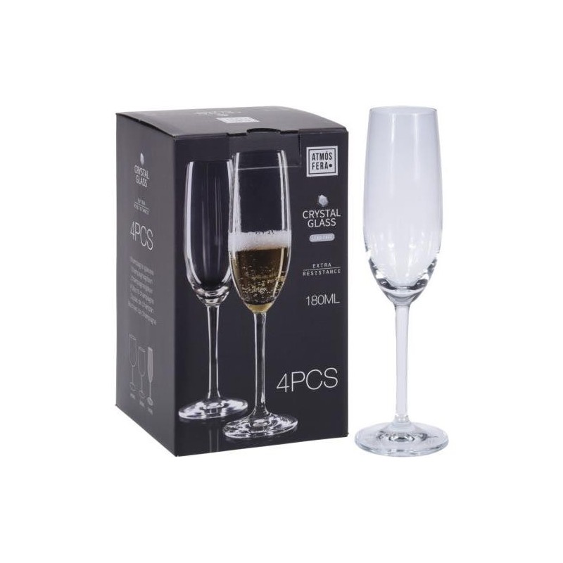 SET 4 COPAS CRISTAL CHAMPAGNE 180ML