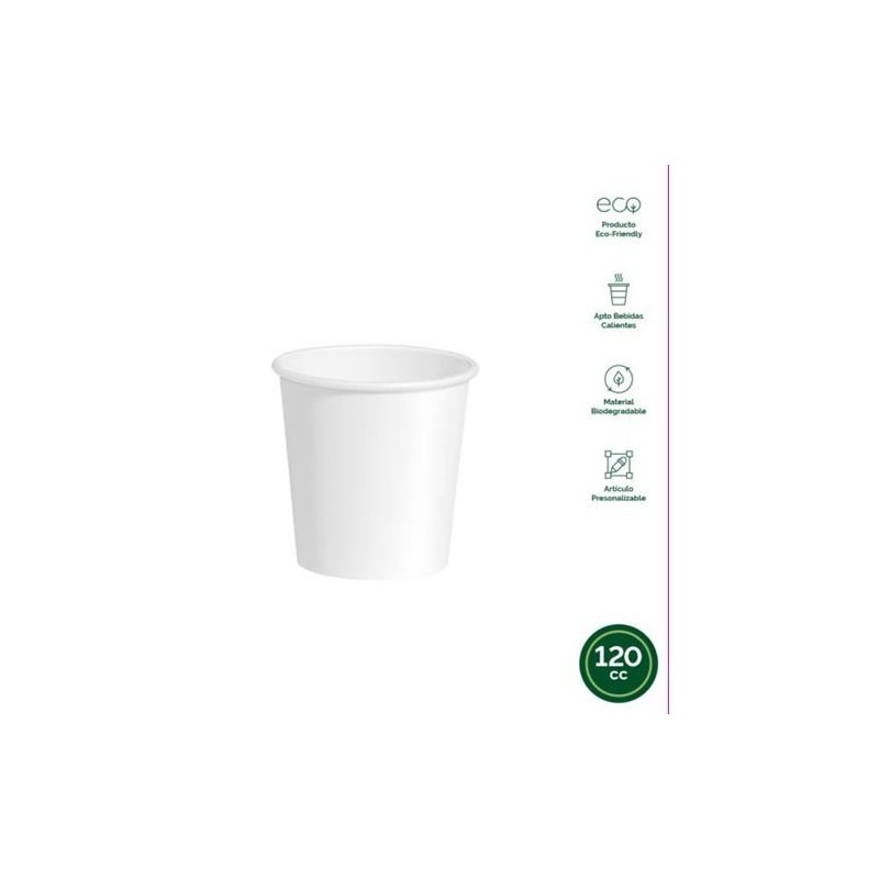 VASO CARTON BLANCO BIODEGRADABLE 120CC(PACK-30UND)