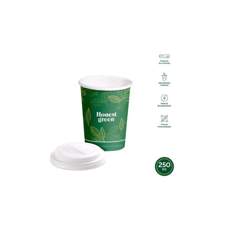 VASO CARTON ECO GREEN CON TAPA 250CC (PACK-8UND)