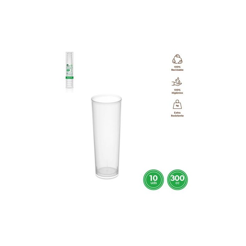 VASO TUBO PLASTICO TRANSPARENTE 300CC (PACK-10UND)