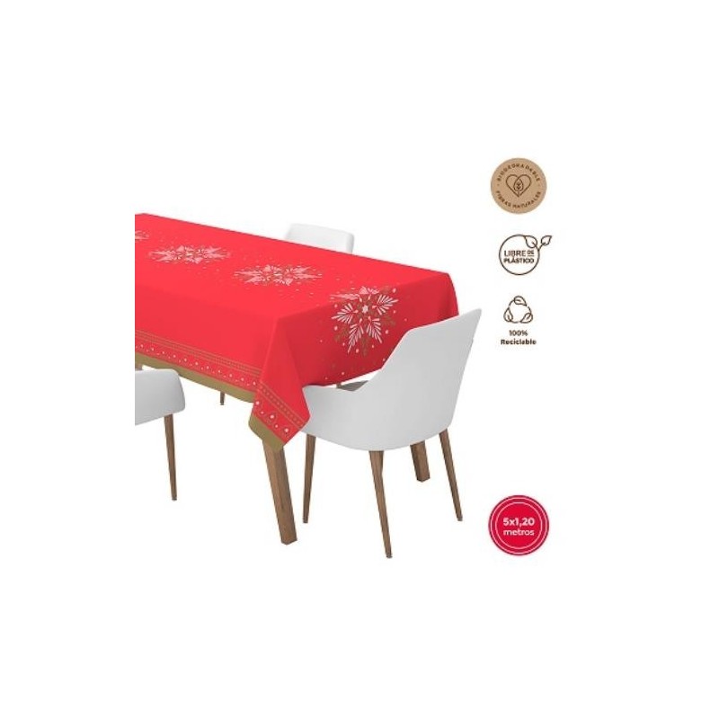 ROLLO MANTEL PAPEL DESECHABLE 1,2X5M ROJO 7766