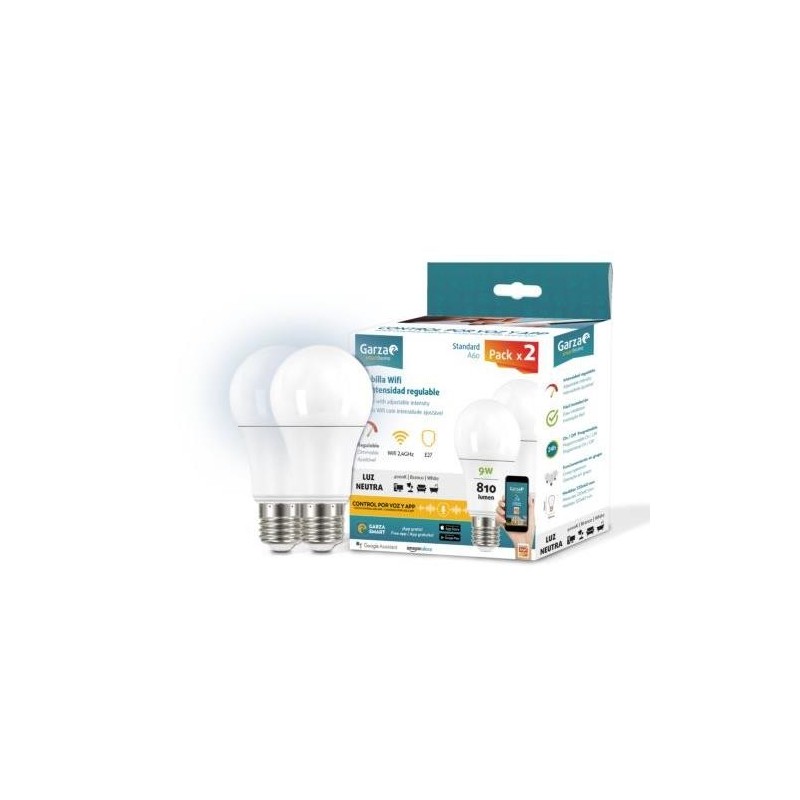 BOMBILLA INTELIGENTE WIFI E27 9W 810LM (PACK-2)