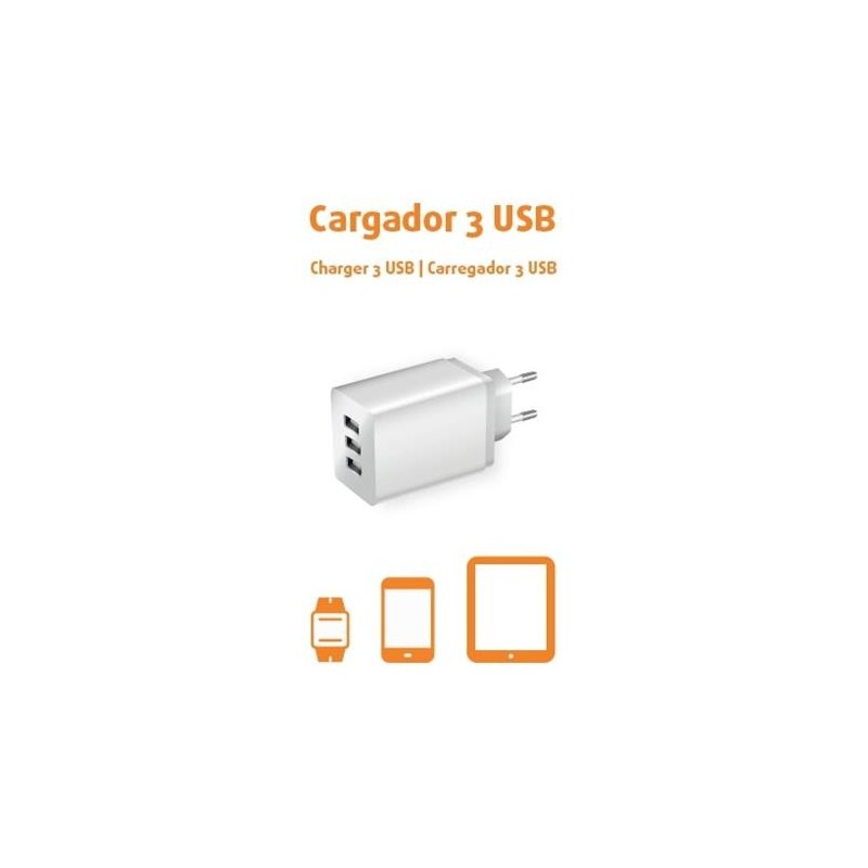 ENCHUFE CON 3 CARGADORES USB 420046