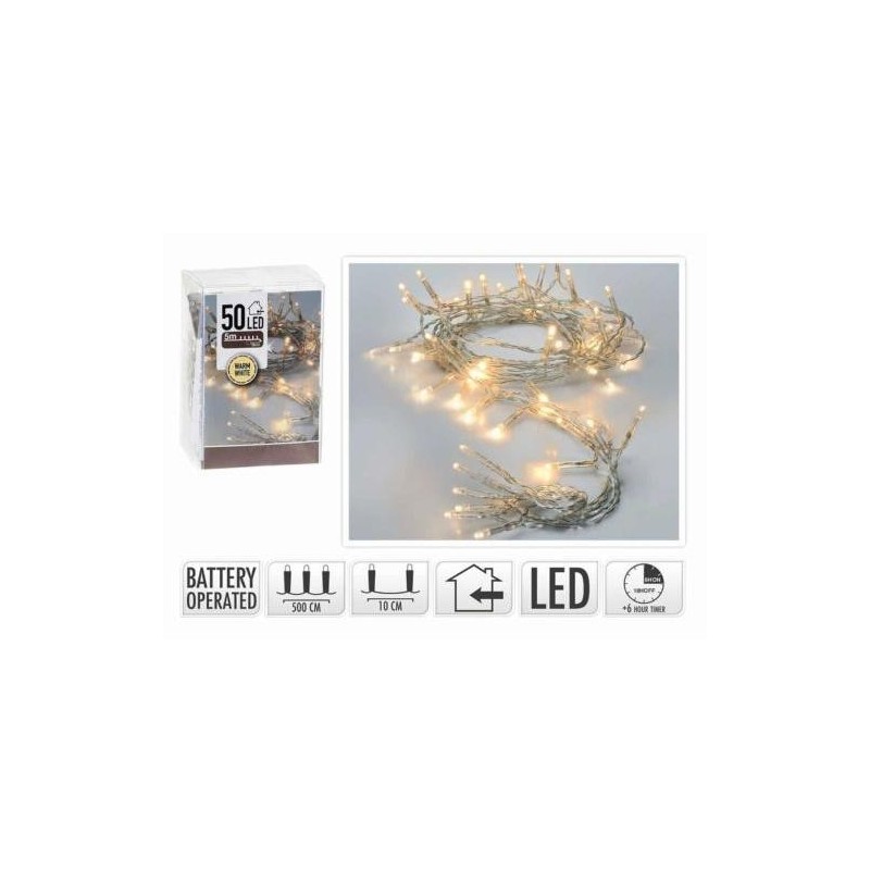 GUIRNALDA 50 LEDS BLANCOS A PILAS AX9800660