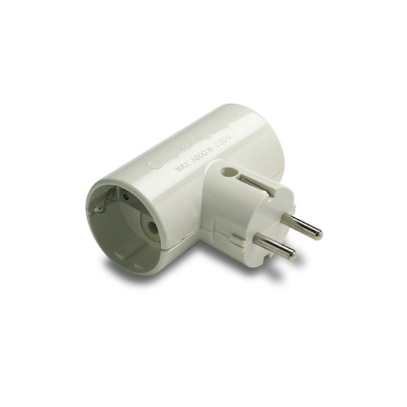 ADAPTADOR DOBLE TOMA TIERRA CERAMICO 1302 BLISTER