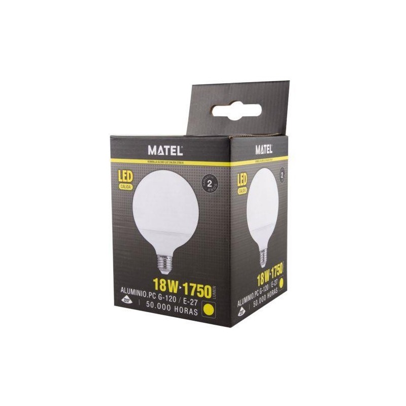 BOMBILLA LED GLOBO G120 E27 18 WATIOS CALIDA 21944