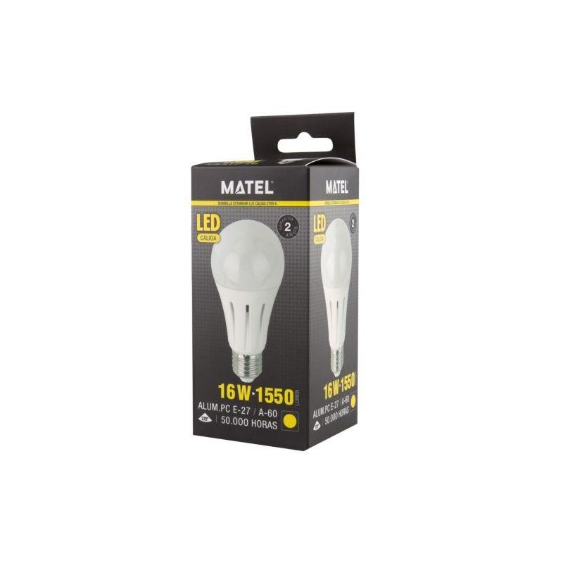 BOMBILLA LED ESTANDAR E27 16 WATIOS CALIDA 21921