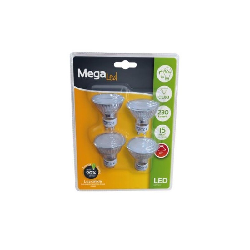 BOMBILLA GU10 GLASS 3 W. 230LUMEN (PACK-4)