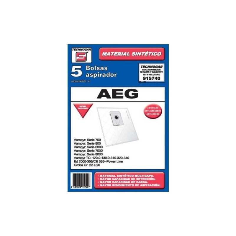 CAJA 5 BOLSAS ASPIRADOR AEG 915740