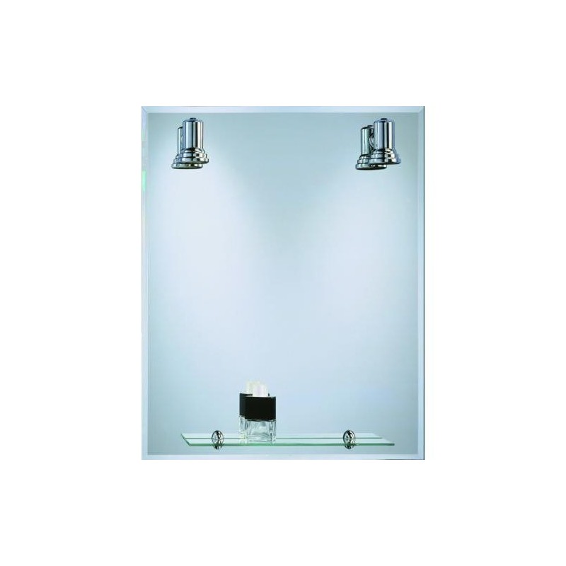 ESPEJO BATHSTAGE BISEL MURAL 60X75 C/FOCOS+ESTANTE